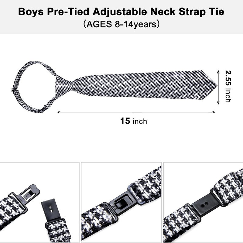 DiBanGu 2PCS Set for Father and Son Tie Silk Mens and Boys Adjustable Necktie & Pocket Square Cufflinks Kids Pre-tied Necktie - Image 5